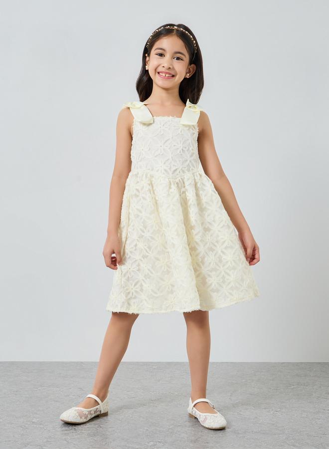 ستايلي فستان جاكار بدانتيل وسيور للبنات - Image 4